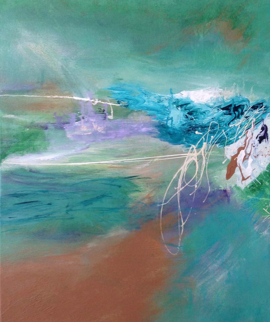 Aqua Mist Acrylic Abstract by Red