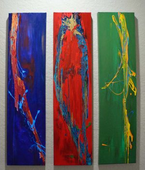 Diversity - Triptych by Red, Abstract, Acrylic