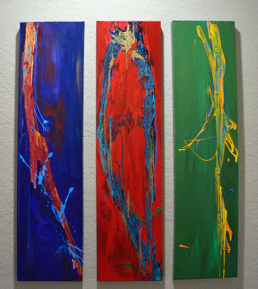 Diversity - Triptych by Red, Abstract, Acrylic
