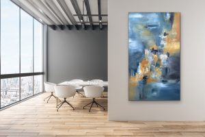 Angels in the Mist by Red, Acrylic Abstract, Room Setting 