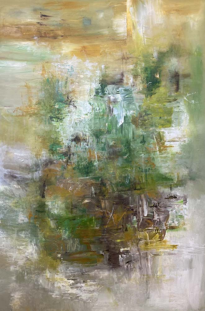 Forest Whisper Oil Abstract, 60x40, Gallery Wrap Canvas