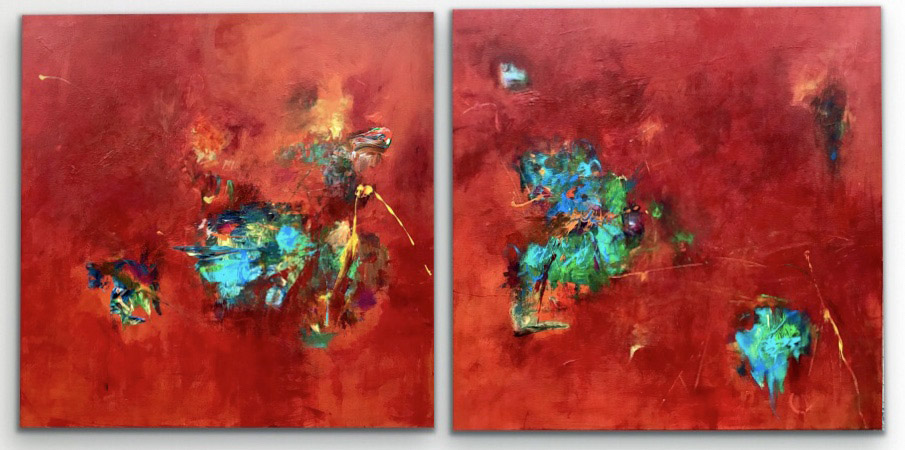 Oh, Something About Red - Diptych 2) 30x30