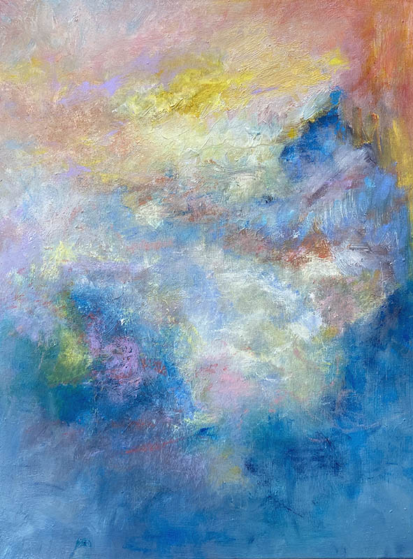 Clouds Illusions Judy Collins and an oil abstract by Red