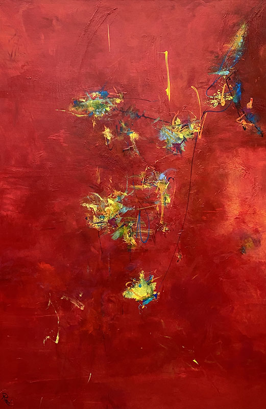 Dance of the Fireflies Contemporary Abstract by Red 60" x 40"