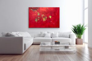 Dance of the Fireflies Contemporary Abstract by Red 40" x 60" Room Setting