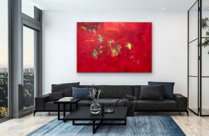 Dance of the Fireflies Contemporary Abstract by Red 40" x 60" Room Setting