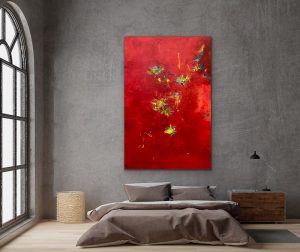 Dance of the Fireflies by Red 60" x 40" in Room Setting