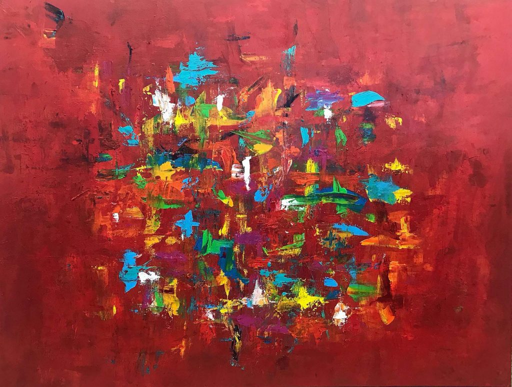 Mischievous - a bold, colorful abstract, 30" x 40", gallery Wrap Canvas