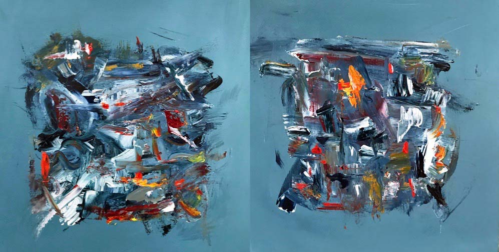 Me and You, Acrylic Diptych Abstract by Red