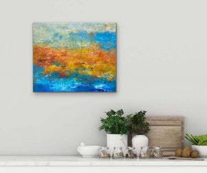 Sunny Side Up Acrylic Abstract by Red, Wall View, 20" x 24" on gallery wrap canvas