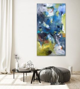 Let the good time roll - Acrylic Abstract by Red, 60"x40", Gallery Wrap Canvas Room View