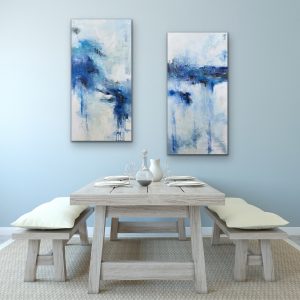 The Blues Lives On by Red, Diptych Abstract 2) 48x24 Room Setting 2
