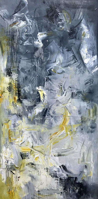 Night Thoughts, 48”x24”, Oil Painting by Red (Linda Harrsion) - Contemporary Abstract,
