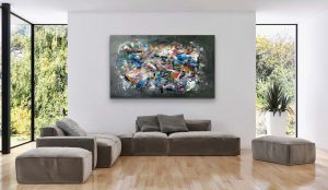 Creative Chaos by Red, Mixed Media 36"x60", Gallery Wrap Canvas, Room View 2