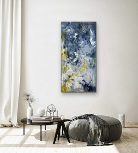 Night Thoughts Contemporary Abstract by Red, Room View 1, 48x24, Oil, Gallery Wrap Canvas