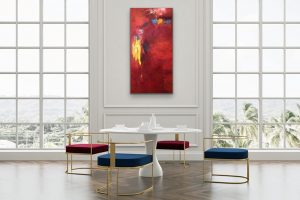 Striking Differences Abstract by Red, Room View-3, 48"x24"