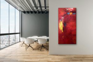 Striking Difference Abstract by Red, Room View 48x24