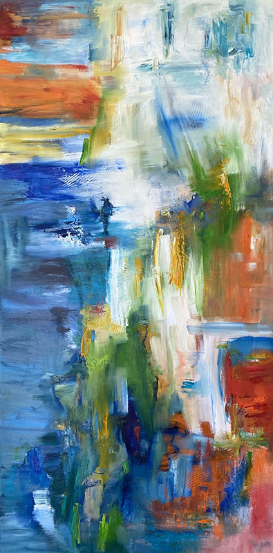 Playful by Red, 72" x 36", Oil Abstract
