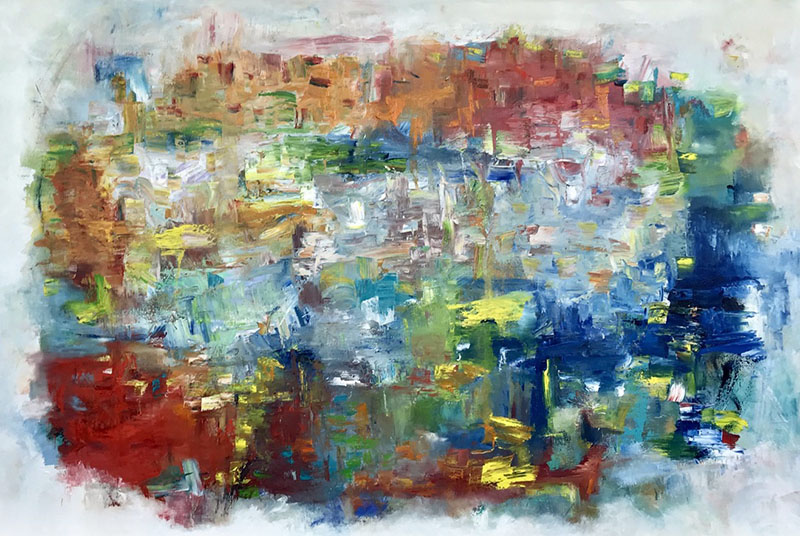 Color my World by Red, Oil Abstract, 40x72