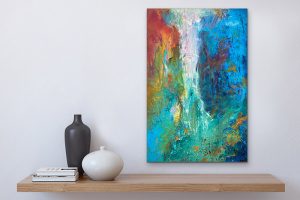 Waterfalls - Hidden Waterfall acrylic abstract by Red, Room Setting
