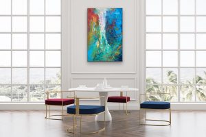 Hidden Waterfall acrylic abstract by Red, Room Setting