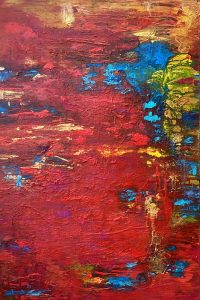 Lipstick Sunset Acrylic Abstract by Red, 36x 24