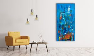Rhythm and Blues Acrylic Abstract by Red Room Setting 48x24