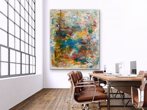Rhythms of Color large oil abstract by Red Room Setting 