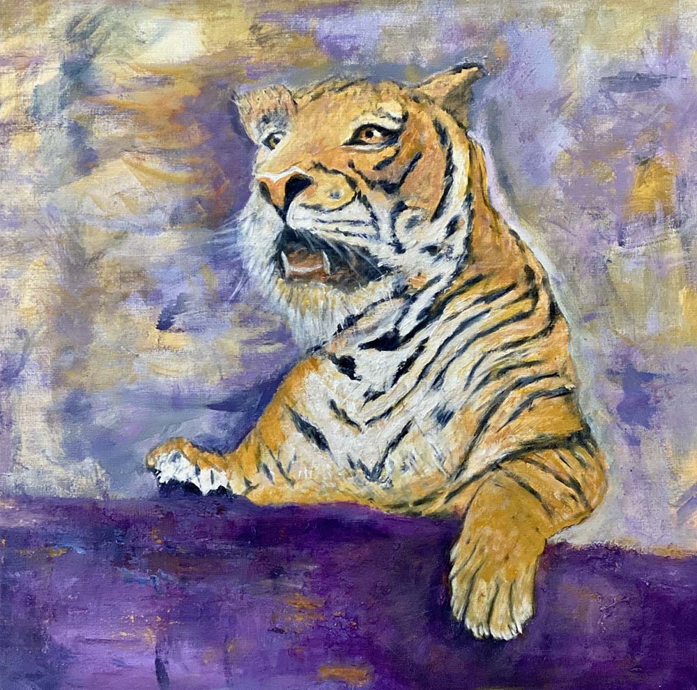 Geaux Tigers by Red, Acrylic Painting, 24" x 24"