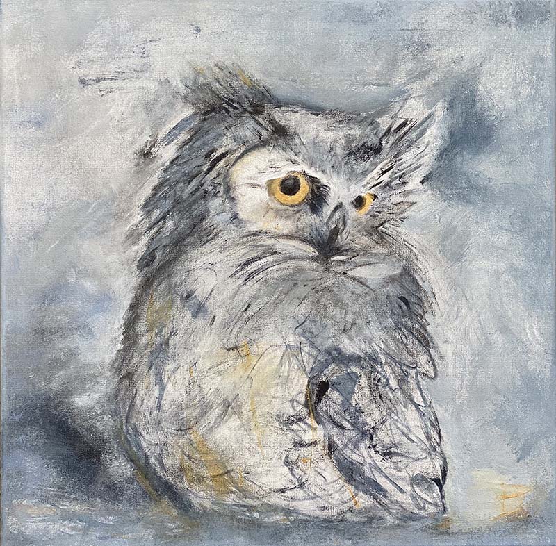 These Eyes - Owl Acrylic Abstract by Red