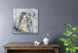 These Eyes - Owl Acrylic Abstract by Red