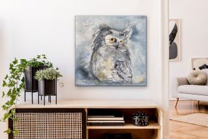 These Eyes - Owl Acrylic Abstract Room View by Red