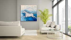 Wind Dancer Horse Painting by Red In Room Setting