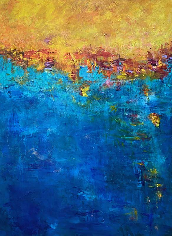 The Ocean at the End of the Sunset Abstract by Red, 48" x 36", Gllery Wrap Canvas