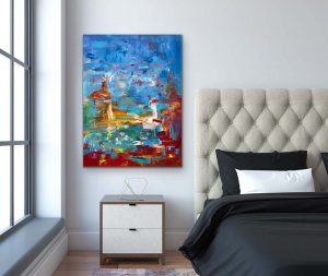 Freedom Abounds Abstract by Red 48x36 Bedroom Setting
