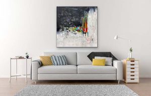 Dancing in the Dark Abstract painting by Red Hung Over White Couch, 36 x 36, gallery wrap canvas