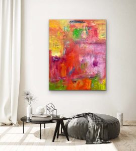 Eye On Art Oil Painting by Red Casual Room Setting, 50x40 gallery wrap canvas