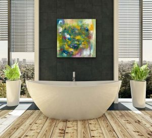 Like A Flame Oil Small Painting, Hung Over Tub 24x24, Gallery Wrap Canvas