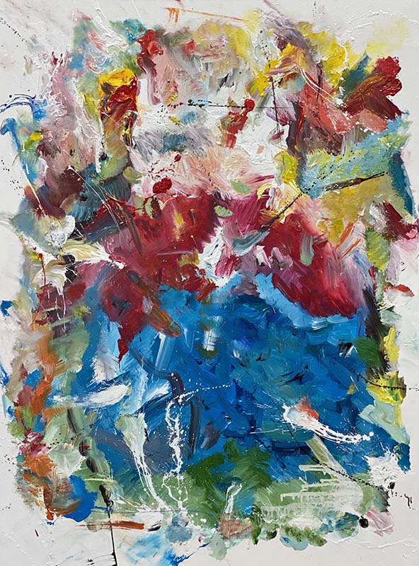 Goodness Gracious A Bright Lively Abstract By Red, 48x36, Acrylic, Gallery Wrap Canvas
