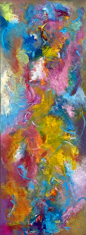 Sashay Mixed Media Abstract Painting by Red 60" x 20" on gallery wrap canvas