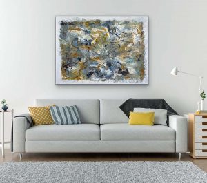 The Road Less Traveled Oil Abstract by Red Hung Over Couch 36x48 Gallery Wrap Canvas