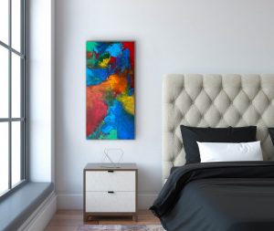 Fearless Spirit Acrylic Abstract by Red Hung in bedroom