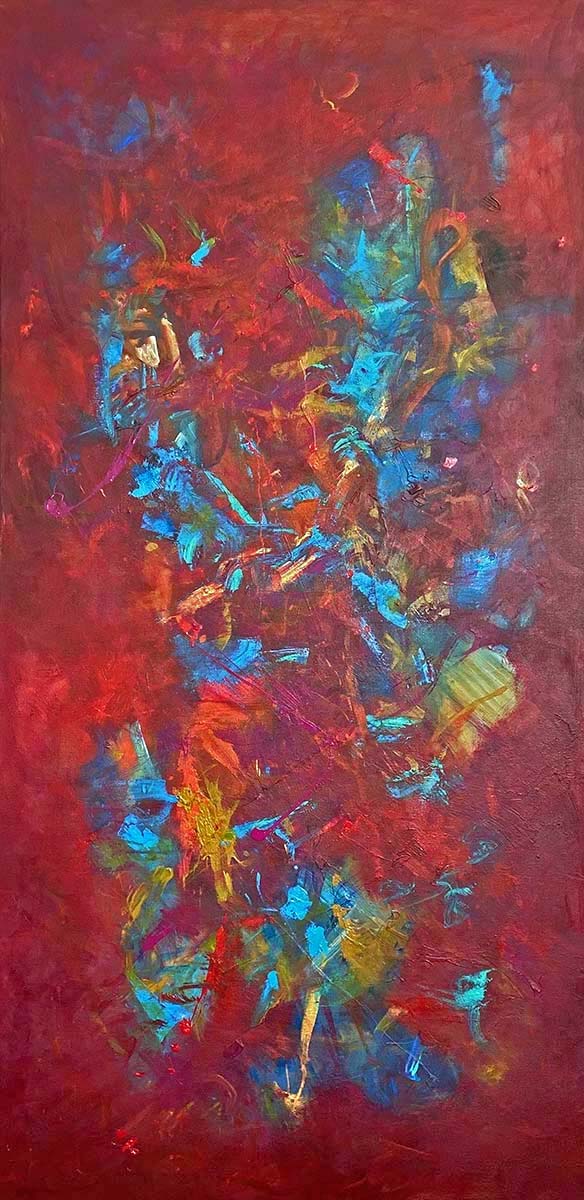 New Orleans Jazz Acrylic Abstract by Red, 72" x 36" Gallery Wrap Canvas