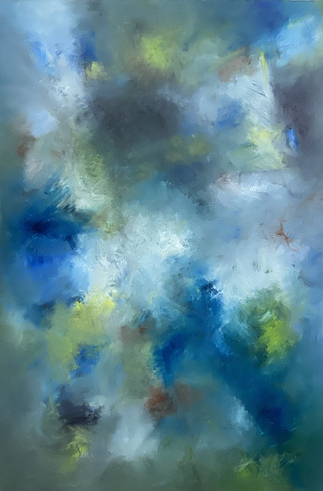 Whispering Strokes Oil Abstract by Red, 60" x 40", Gallery Wrap Canvas