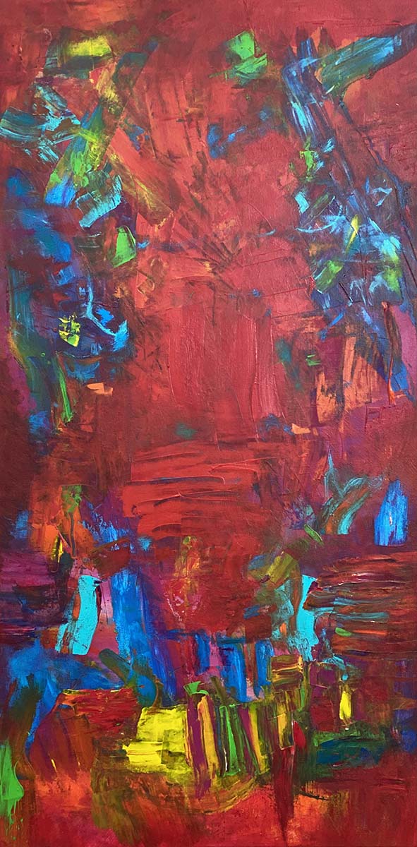 Sparkling Treasures Acrylic Abstract by Red on gallery wrap canvas, 48" x 24"