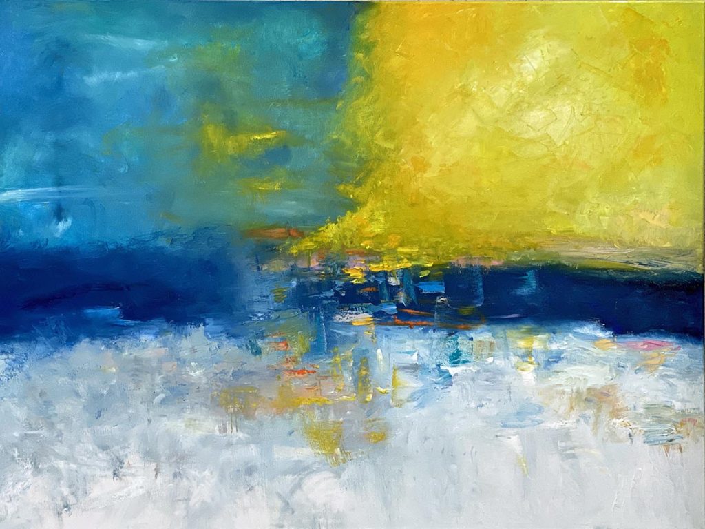 Where The Skies Are Blue Oil Abstract by Red, 36" x 48", gallery Wrap Canvas