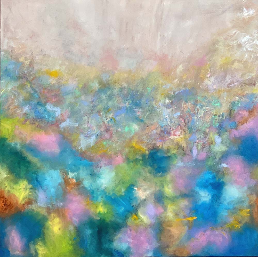 Wildflower Bliss Oil Abstract by Red, 40x40, Gallery Wrap Canvas