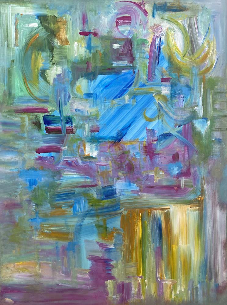 Surprising Path Acrylic Abstract by Red, 40 x 30, gallery Wrap Canvas