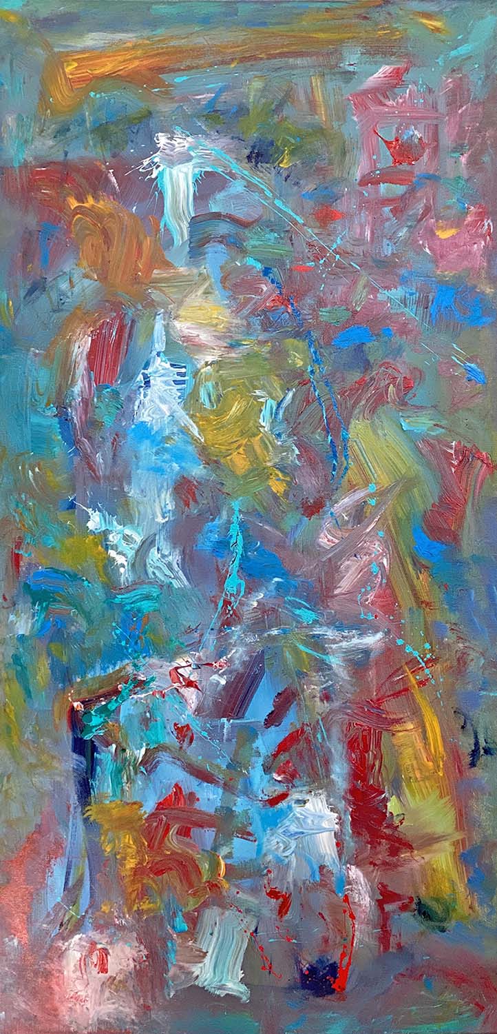 Crazy Beautiful, Colorful Acrylic Abstract by Red on gallery wrap canvas, 60" x 30"