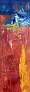 Fiery Trio -3 Acrylic by Red 36" x 12" On Gallery Wrap Canvas